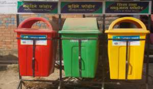 Red, green and yellow mailboxws